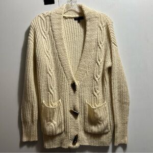 Elegant Cream Cable Knit Cardigan Sweater